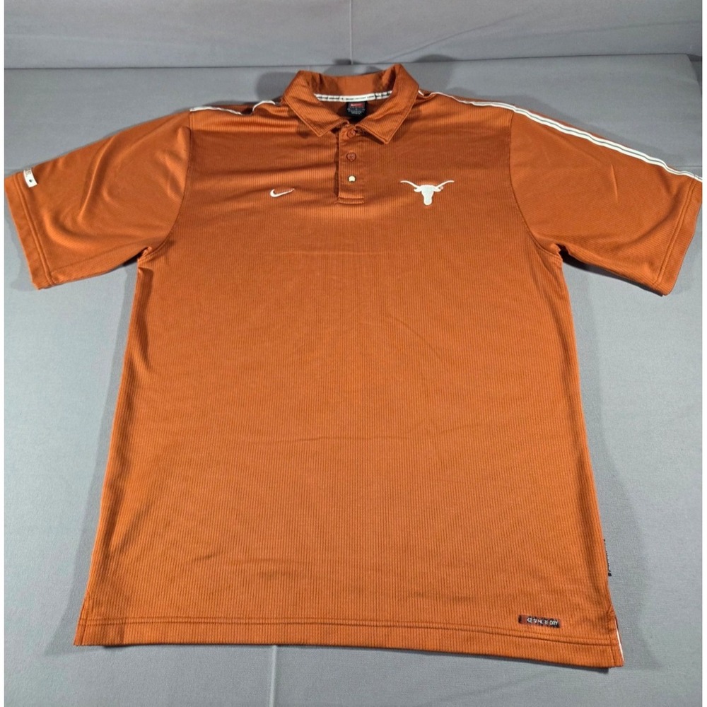 Vintage Nike Shirt Mens Large Orange White Texas Longhorns Textured Polo NCAA